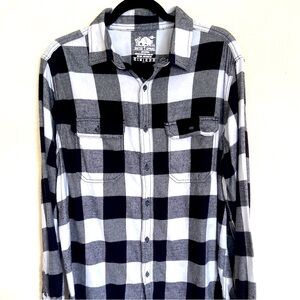 Black/White Flannel Soft Cotton Plaid Button Up Flannel Unisex L NWOT